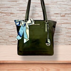 Michael Kors Morgan Large Graphite Black Nylon Tote Bag